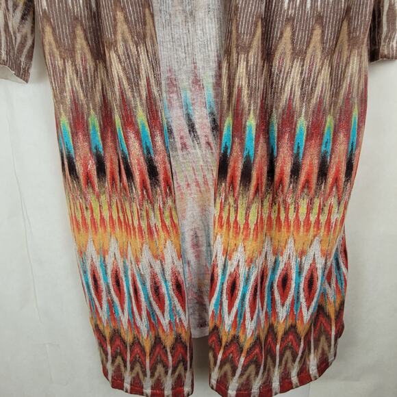 Chico's southwestern open front lightweight duster cardigan Size L Boho Western - Picture 5 of 7